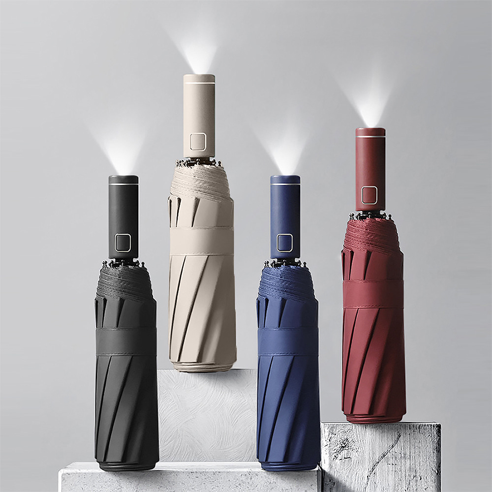 [LED 손전등] UV 차단 원터치 접이식 자동 우산
