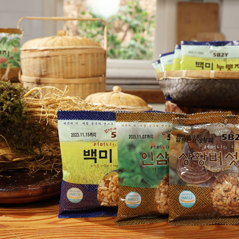 [장인특허] 김선애 우리쌀 누룽지 오병이어 백미 인삼 상황버섯 세트