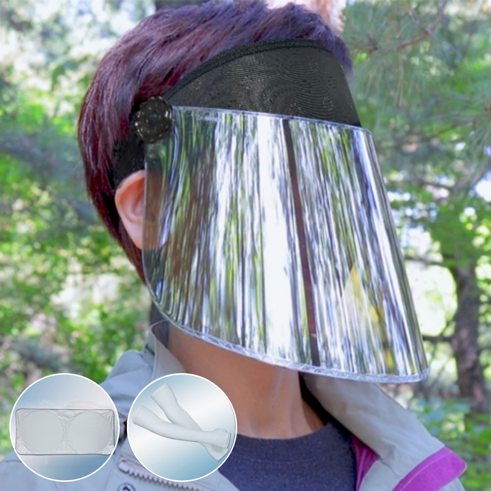 [360도회전] 미러형 썬캡 다막아 UV 자외선 차단 여름모자 챙모자